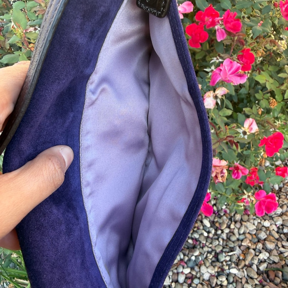 NEW COACH vintage purple suede baguette wristlet shoulder Bag Purse Clutch 42054 - Picture 4 of 12